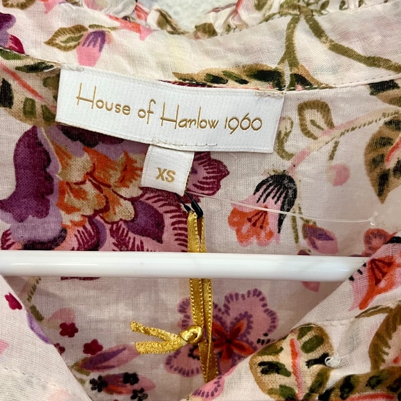 NWT House of Harlow 1960 Button Down Pink Floral Print Blouse Extra Small XS - Picture 3 of 10